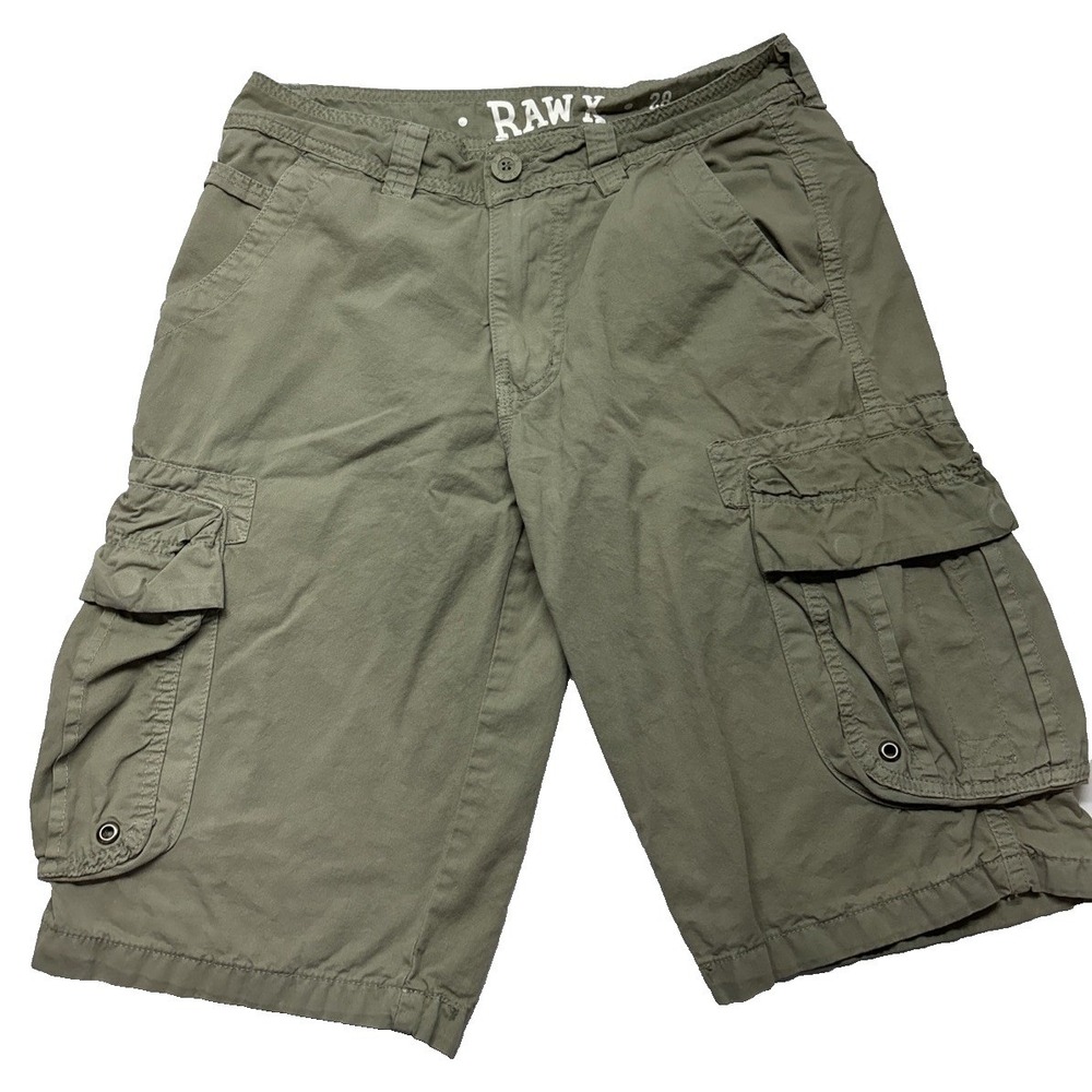 Raw X Men's  Cargo Shorts – Size‎ 28 Green Olive Khaki